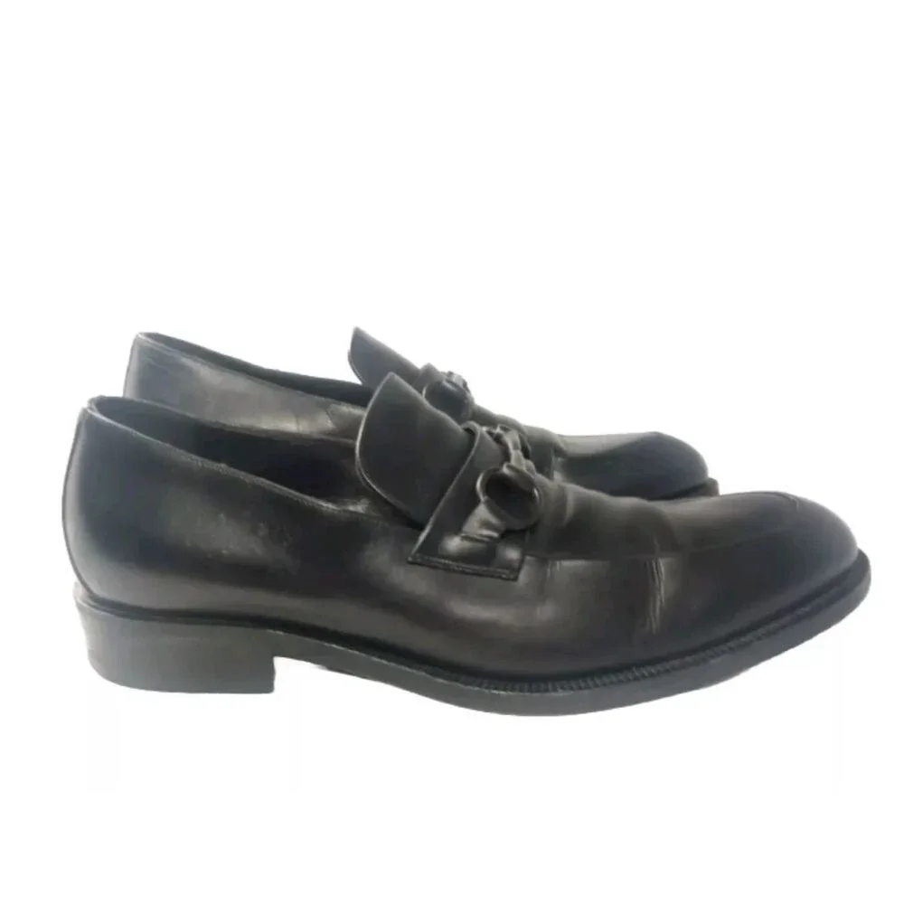 GUCCI Black Leather Horsebit Loafers Men's Shoes Size 8.5 D